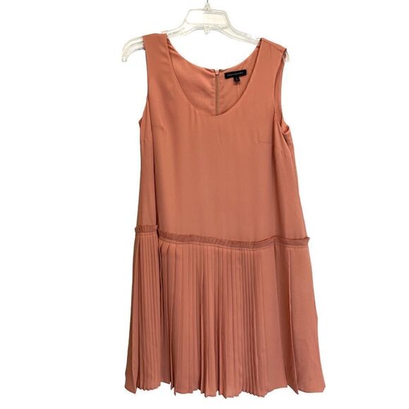 Banana Republic Peach Retro Pleated Drop Waist Dress Size 10 - Picture 9 of 11
